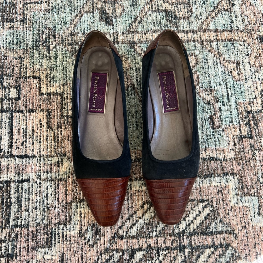 Vintage Navy Suede Flats, Size 8.5